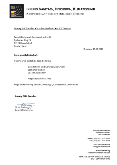 Zertifikat Innungsmitgliedschaft RKS Berndt L&ouml;bau
